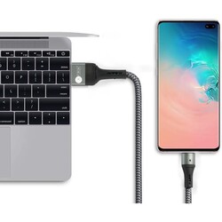 AFRA Japan USB Charging Cable, 2.4A, Nylon-Braided Jacket, With Data Transmission, USB A to Micro-USB, 1 meter length, Durable, Tangle Free, Auto-Disconnect Function, LED Indicator